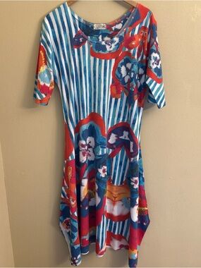 Atelier5 by Gozde Yilmaz Artsy Shift Dress Summer Office Travel Womens Size XL